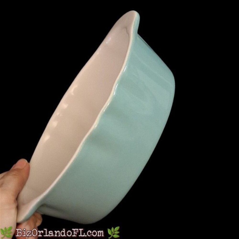 VINTAGE: Summer Oasis Light Blue Stoneware Oval Baking Dish Made in Portugal HTF